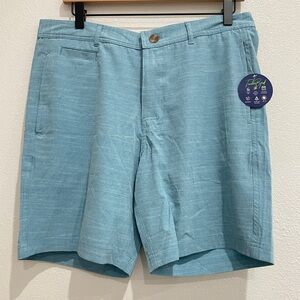 NEW TailorByrd Performance Men 32 Teal Crosshatch Golf Shorts M13451B NWT